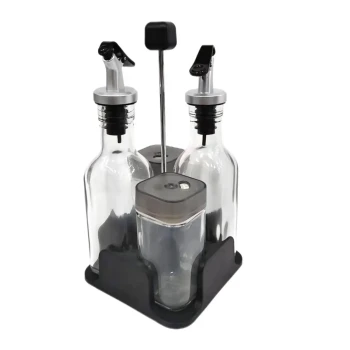 5-Piece Glass Condiment Dispenser Set with Metal Pour Spouts and Shaker Lids