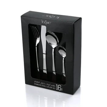 Vague Stainless Steel 16 Pieces Silver Cutlery Set Plain Design
