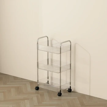 Vague 3 Tier Transparent Trolley Cart 40 cm x 28.5 cm x 69.7 cm