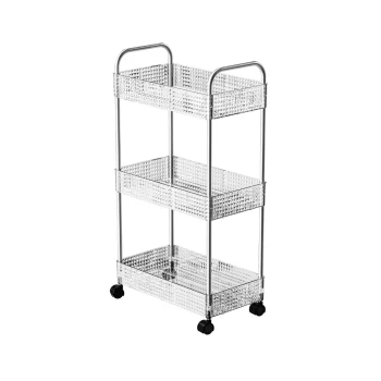 Vague Stainless Steel Transparent Diamond 3 Tier Trolley Cart 40 cm x 21.5 cm x 67.5 cm