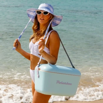 Polarbox 12L Classic Cooler Box with Leather Strap, Cyan & Baby Rose