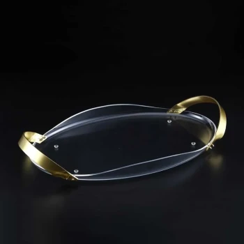 Vague Golden Acrylic Serving Tray 59 cm