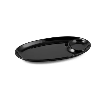 Vague Melamine Oval Platter with Sauce Hole
