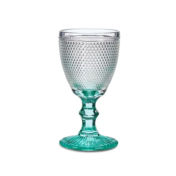 Vivalto 6 Piece Turquoise Foot Points Water Glass 240 ml Set