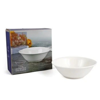 Porceletta 3 Piece Ivory Rimmed Thick Deep Bowls Set