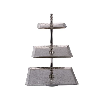 Vague Square 3 Tier Aluminum Serving Stand 40 cm