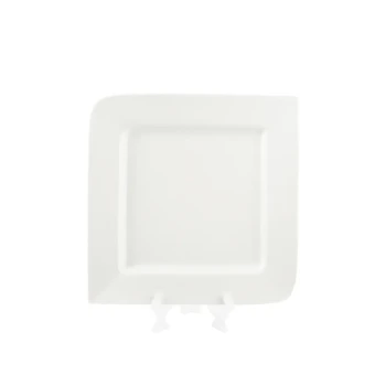 Porceletta Ivory Porcelain Square Plate with Round Egdes