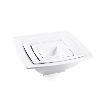 Porceletta Ivory Porcelain Square Bowl Double Rim