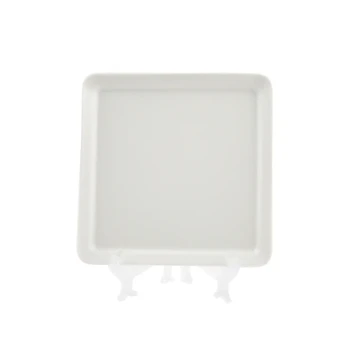 Porceletta Ivory Porcelain Square Plate Flat bottom