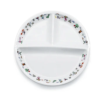 Porceletta Ivory Porcelain Kids 3 Compartments Divider Plate 9"