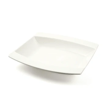 Ivory Porcelain Square Soup Plate Meena Design