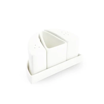Porceletta Ivory Porcelain Table Condiment Set 4 Pcs