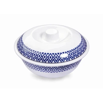 Vague Melamine Soup Bowl with Lid 10" Blue Line