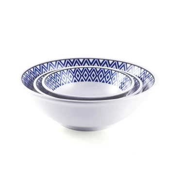 Vague Melamine Soup Bowl Blue Line