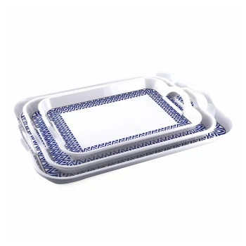 Vague Melamine Serving Tray Blue Line