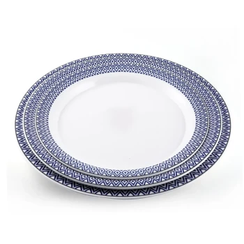 Vague Melamine Round Tray Blue Line