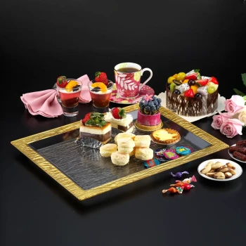 Vague Acrylic Serving Tray Bark Design