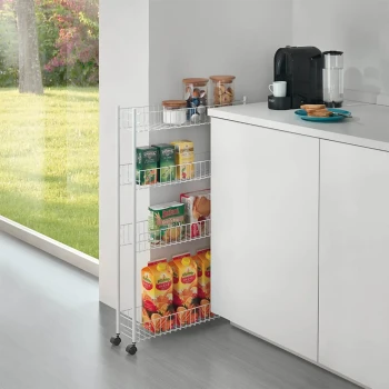 Metaltex Fino-4 Extra-Slim 4-Tiers Rolling Cart