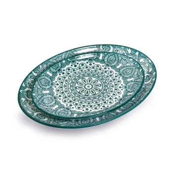 Che Brucia Arabesque Green Oval Plate