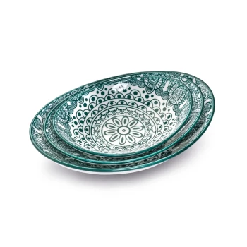 Che Brucia Arabesque Green Oval Bowl