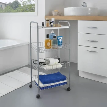 Metaltex Atlanta 3-Tier Bathroom Rolling Cart