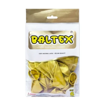6-Pieces 18″ Latex Balloons, Chrome Gold