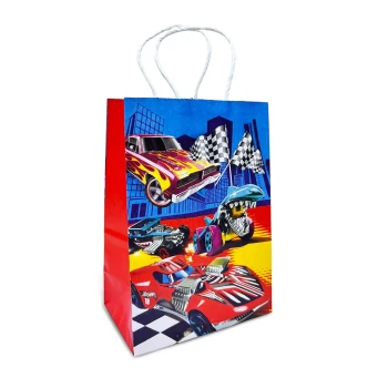12-Pieces 22x15x8cm Hot Wheels Paper Bags - Theme Birthday Party Favor Bags