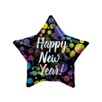 1pc 18″ Star Happy New Year Foil Balloon