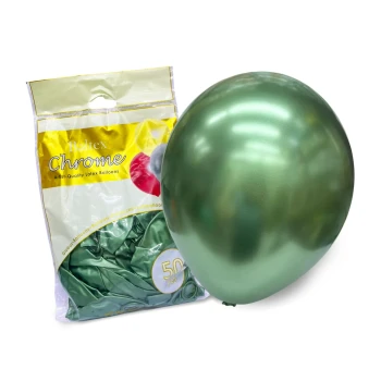 50pcs 12″ Baltex Dark Sage Green Chrome Balloons, Chrome Latex Balloons