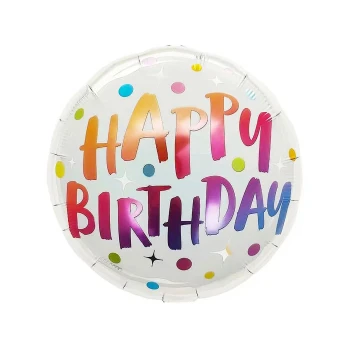 1pc 18″ Polkadots Happy Birthday Foil Balloon, Birthday Decorations