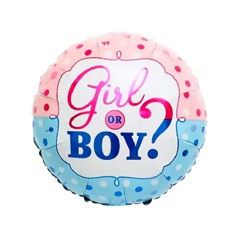 1pc 18inch Girl or Boy Round Foil Balloon - Gender Reveal Decorations
