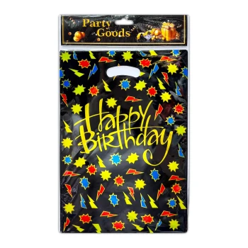 10-Pieces 30x21cm Happy Birthday Plastic Goodie Bags - Birthday Party Favor Bags