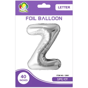 40″ Letter Z Foil Balloon, Silver
