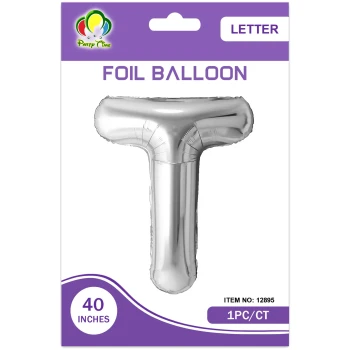40″ Letter T Foil Balloon, Silver