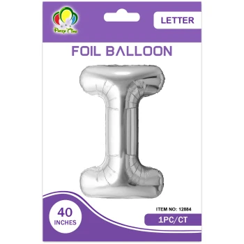 40″ Letter I Foil Balloon, Silver