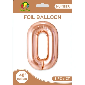 40″ Number 0 Foil Balloon, Rose Gold