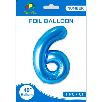 40″ Number 6 Foil Balloon, Blue