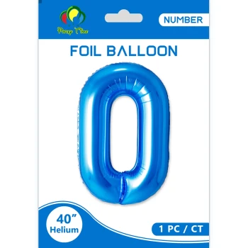 40″ Number 0 Foil Balloon, Blue