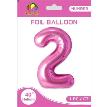 40″ Number 2 Foil Balloon, Pink