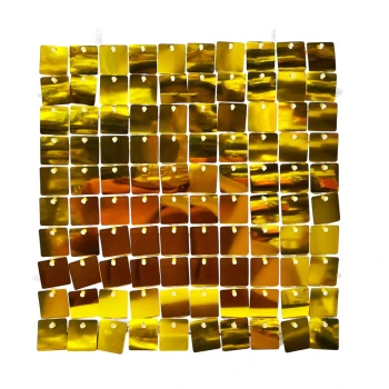 Box of 50 30x30cm Shiny Gold Sequin Panels Wall Backdrop, Party Decoration