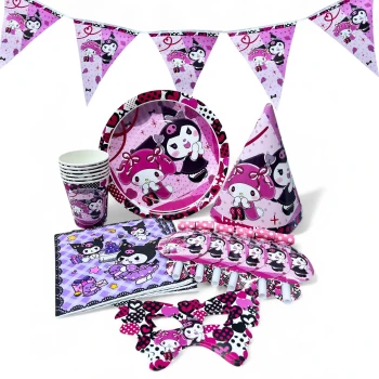 37-Pieces Kuromi Party Packs Disposable Tableware Sets - Party Supplies