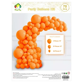 70pcs Latex Balloon Kit Colored Theme Balloons Party Supplies, Orange