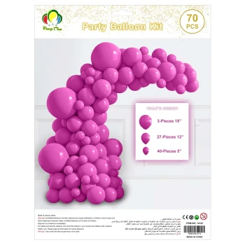 70pcs Latex Balloon Kit Colored Theme Balloons Party Supplies, Dark Pink