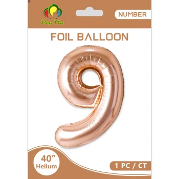 40″ Number 9 Foil Balloon, Rose Gold