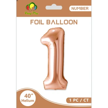 40″ Number 1 Foil Balloon, Rose Gold