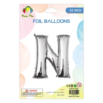 32″ Letter N Foil Balloon, Silver