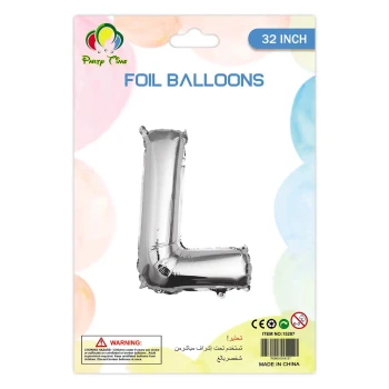 32″ Letter L Foil Balloon, Silver