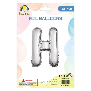 32″ Letter H Foil Balloon, Silver