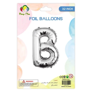 32″ Letter B Foil Balloon, Silver