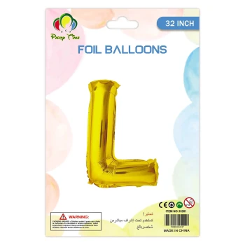 32″ Letter L Foil Balloon, Gold